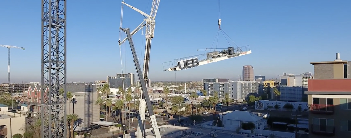 Drone Flyover of Stafford Crane in Downtown Phoenix